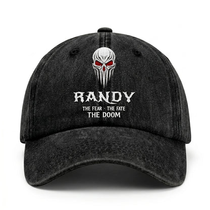 Your Name The Fear The Fate The Doom Skull Washed Cap RANDY 13K1 C98PF