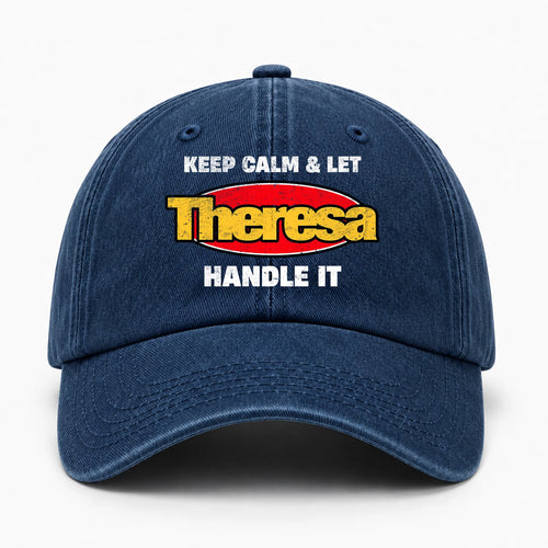 Keep Calm & Let Your Name Handle It Yellow And Red Logo Washed Cap THERESA 13K1 C172PF