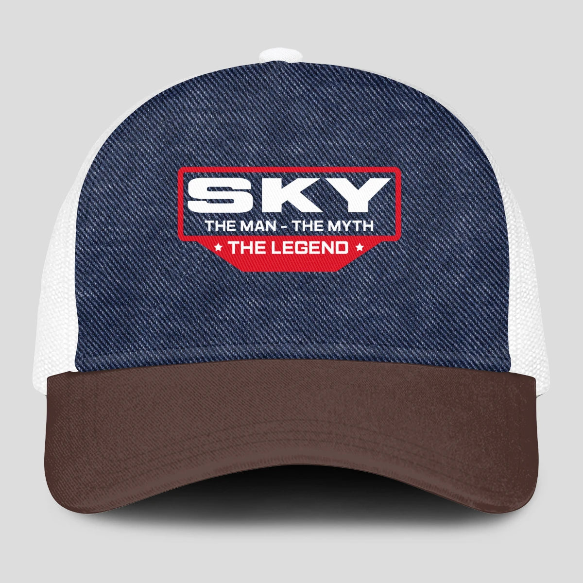 The Man The Myth The Legend Navy Brown And White Mesh Cap SKY 13K1 C200PF