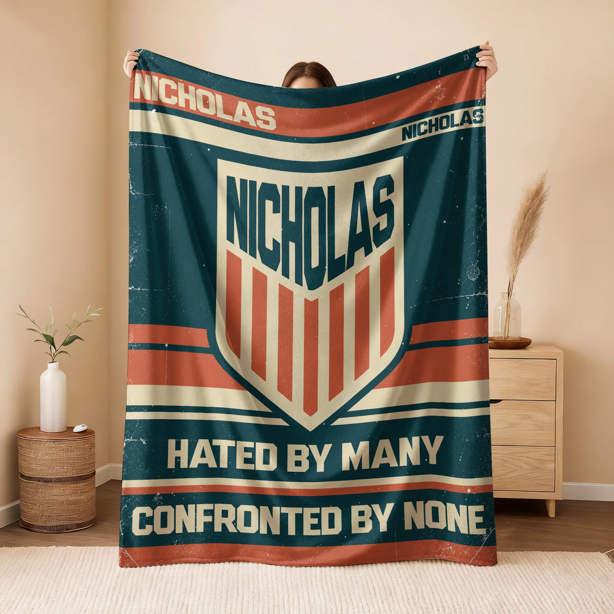 Hated By Many Confronted By None Retro Fleece Blanket NICHOLAS 13K1 BK58