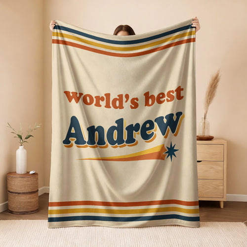 World's Best Your Name Retro Fleece Blanket ANDREW 13K1 BK64