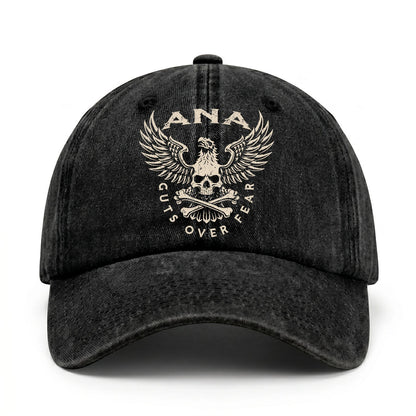 Your Name Guts Over Fear With Eagle And Skull Washed Cap ANA 13K1 C75PF