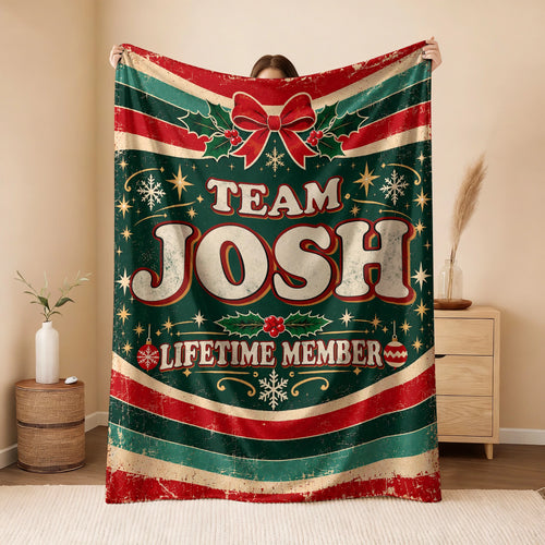 Team Your Name Lifetime Member Christmas Fleece Blanket JOSH 13K1 BK52