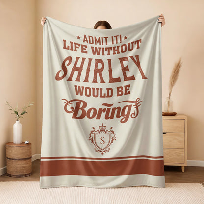 Life Without Your Name Would Be Boring Cream Terracotta Blanket SHIRLEY 13K1 BK24