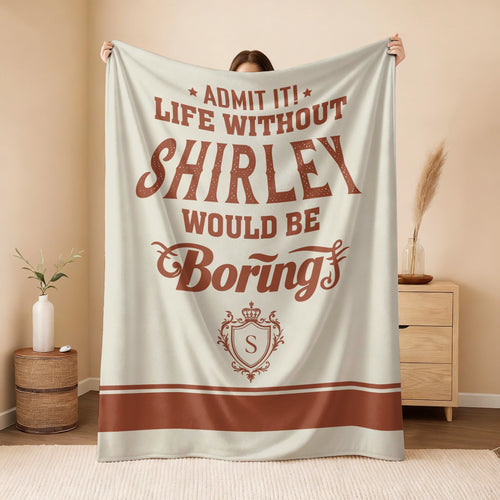 Life Without Your Name Would Be Boring Cream Terracotta Blanket SHIRLEY 13K1 BK24