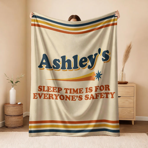 Your Name's Sleep Time Funny Retro Fleece Blanket ASHLEY 13K1 BK67