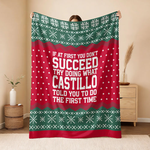 If At First You Don’t Succeed Red Green Christmas Fleece Blanket CASTILLO 13K1 BK28