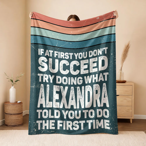 If At First You Don’t Succeed Retro Green Fleece Blanket ALEXANDRA 13K1 BK29