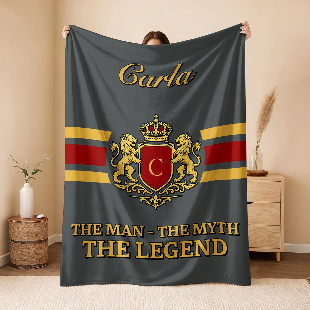 The Man The Myth The Legend Blue & Gold Fleece Blanket CARLA 13K1 BK07