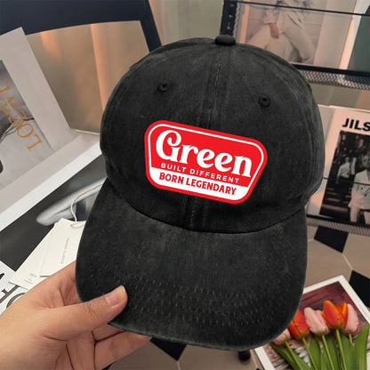 Built Different Born Legendary Red Logo Washed Cap GREEN 13K1 C63PF