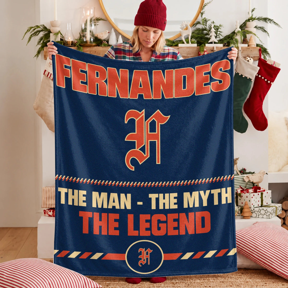The Man The Myth The Legend Retro Fleece Blanket FERNANDES 13K1 BK53