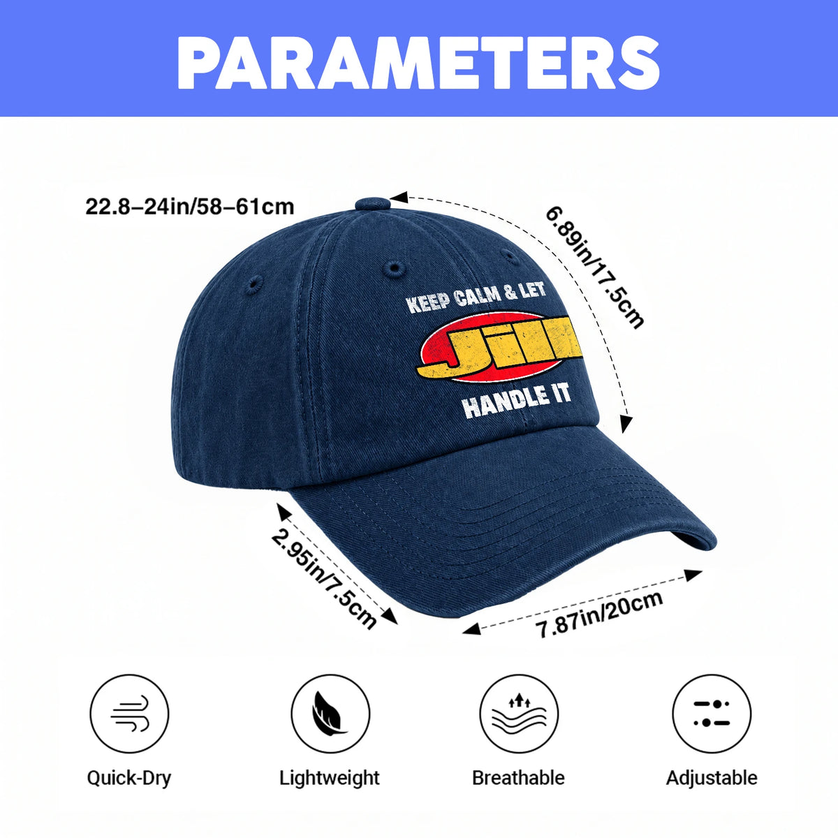 Keep Calm & Let Your Name Handle It Yellow And Red Logo Washed Cap JILL 13K1 C172PF
