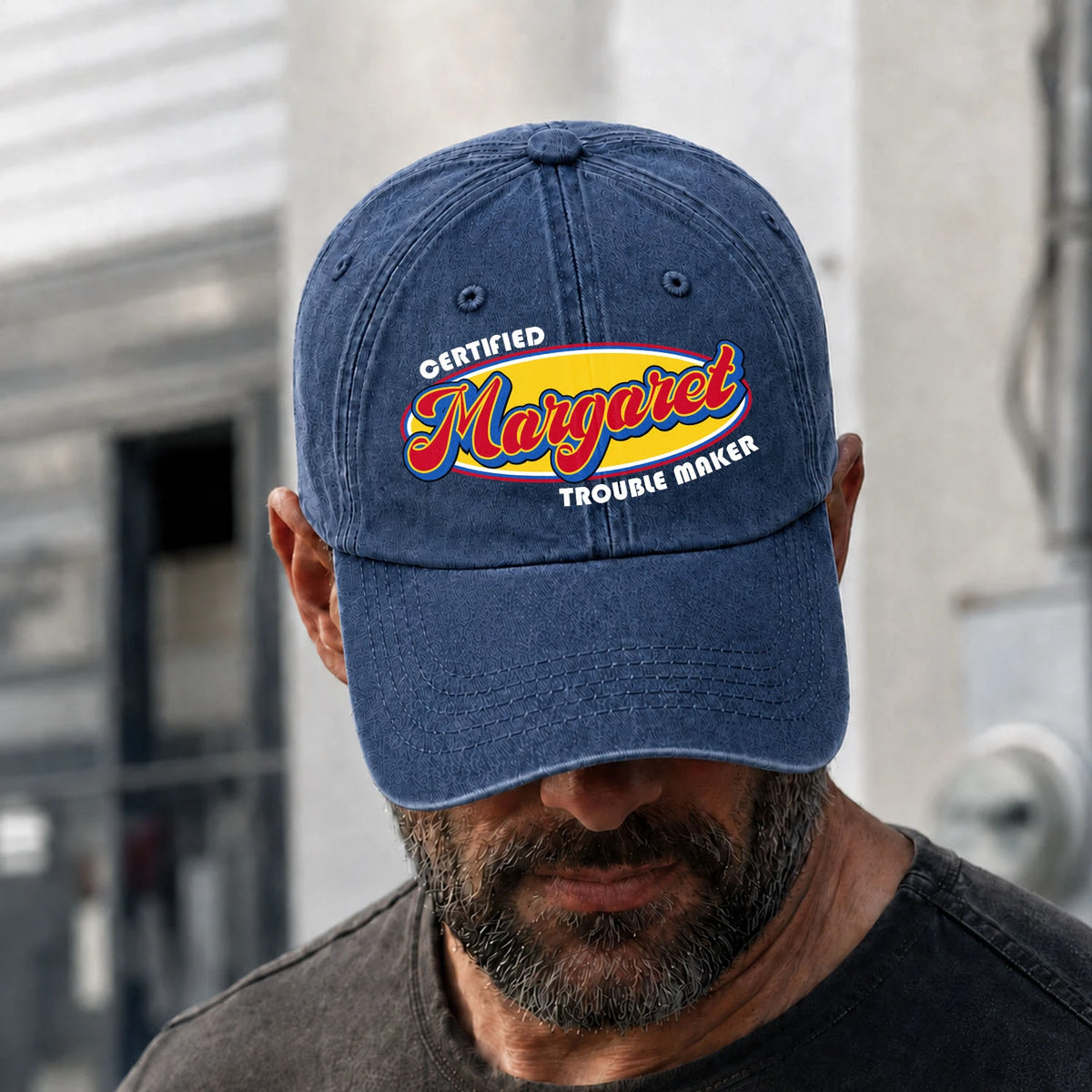 Certified Your Name Trouble Maker Washed Cap MARGARET 13K1 C73PF
