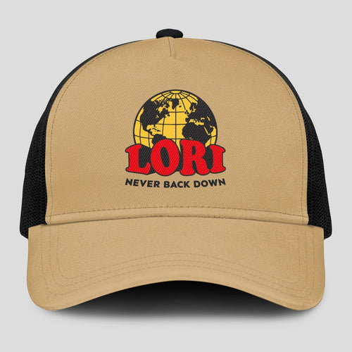 Never Back Down World Logo Khaki Mesh Cap LORI 13K1 C212PF
