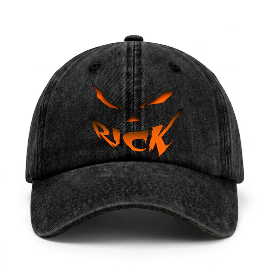 Your Name Jack O' Lantern Halloween Washed Cap RICK 13K1 C100PF