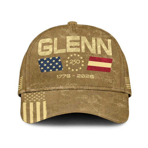 GLENN 13K1-C14PF 250th Anniversary Patriotic Baseball Cap 1776–2026