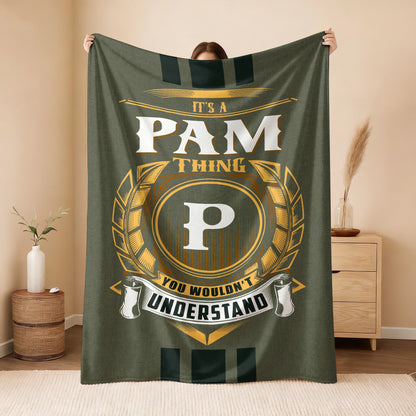 It's A Your Name Thing Olive Green Logo Fleece Blanket PAM 13K1 BK31