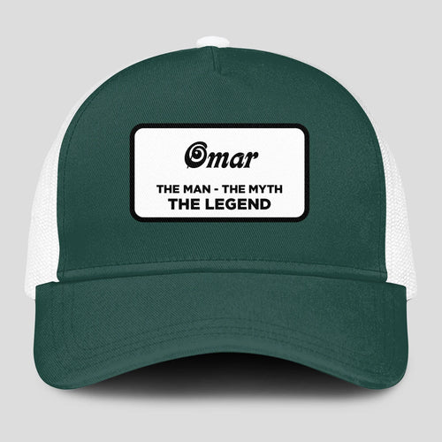 The Man The Myth The Legend Green And White Mesh Cap OMAR 13K1 C198PF