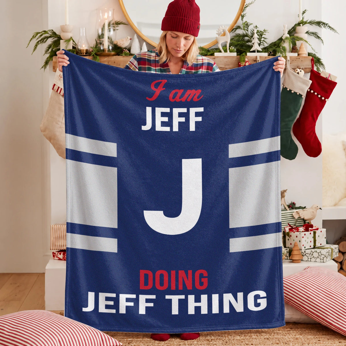 I'm Name Doing Name Things Navy Fleece Blanket JEFF 13K1 BK51