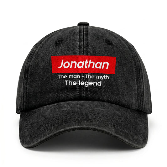 Your Name The Man The Myth The Legend Red Logo Washed Cap JONATHAN 13K1 C130PF