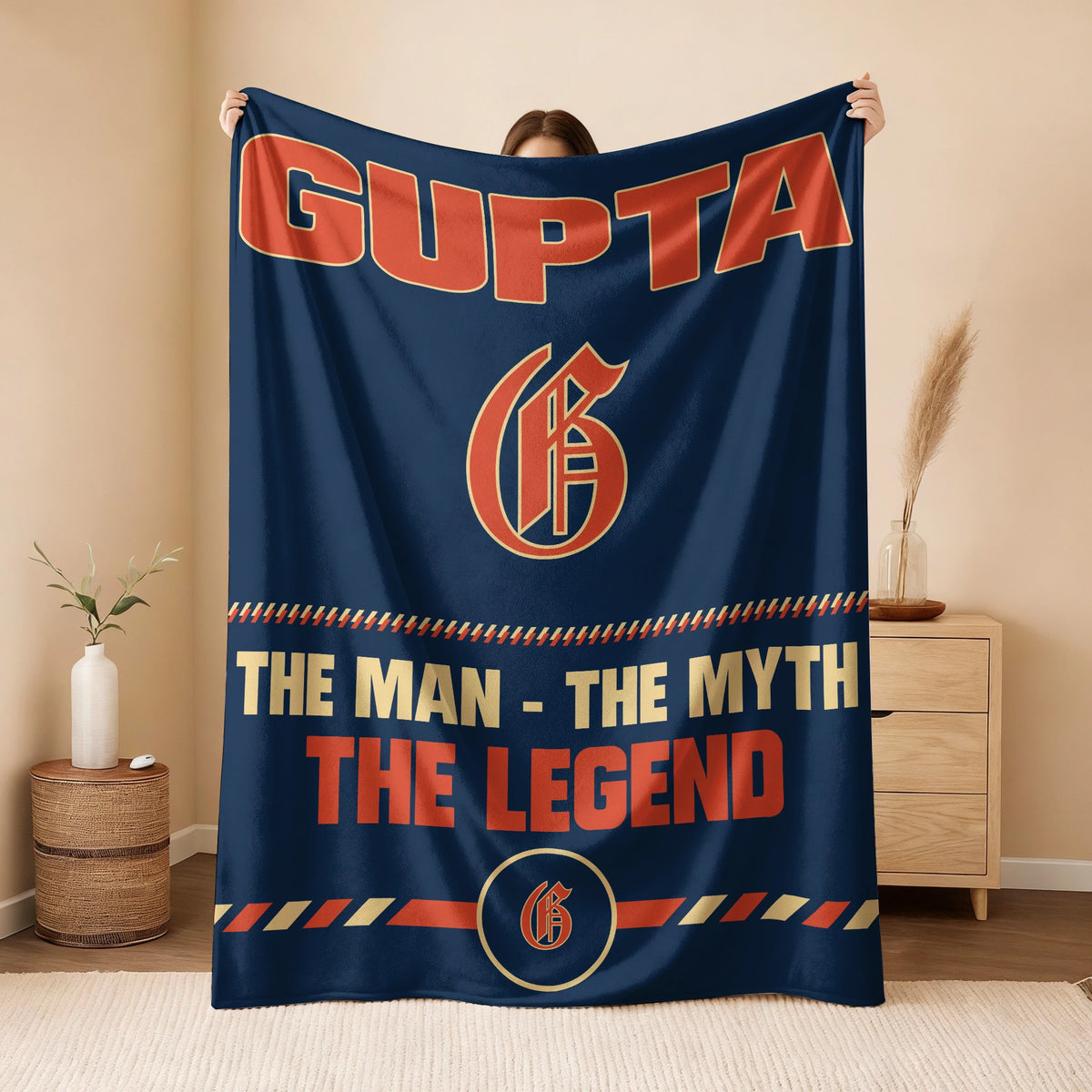The Man The Myth The Legend Retro Fleece Blanket GUPTA 13K1 BK53