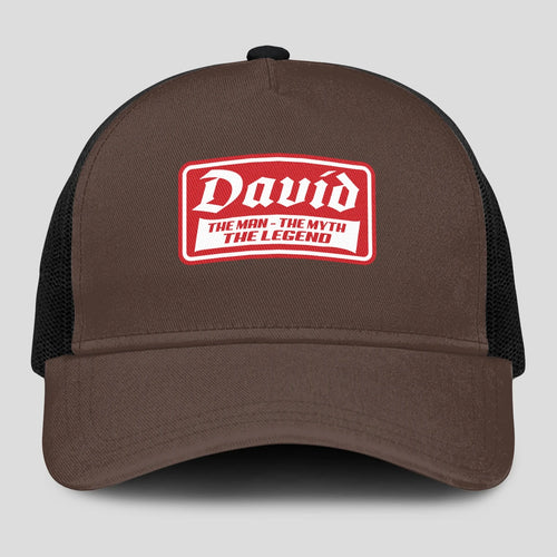 The Man The Myth The Legend Red Logo Brown Mesh Cap DAVID 13K1 C203PF