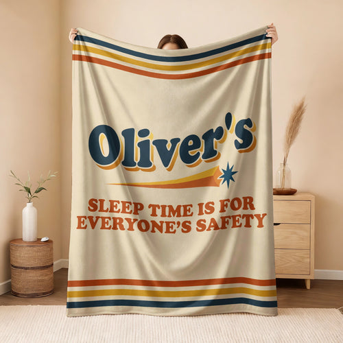 Your Name's Sleep Time Funny Retro Fleece Blanket OLIVER 13K1 BK67