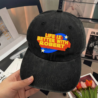 Life Is Better With Your Name Retro Washed Cap ROBERT 13K1 C62PF