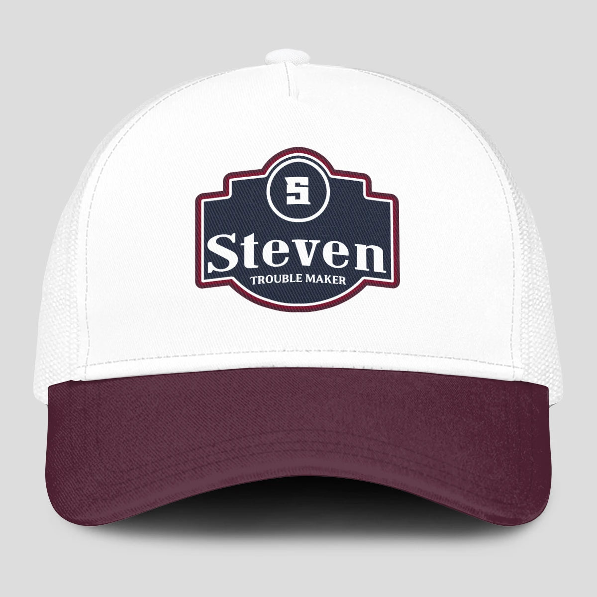 Trouble Maker Burgundy And White Funny Mesh Cap STEVEN 13K1 C201PF
