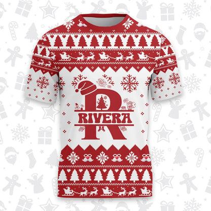RIVERA Personalized Christmas T-Shirt Pajama Set - Holiday Gift Outfit 13K1-CR2