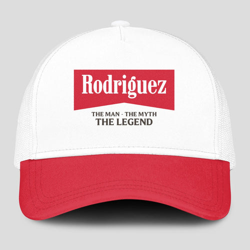 The Man The Myth The Legend Red And White Mesh Cap RODRIGUEZ 13K1 C197PF