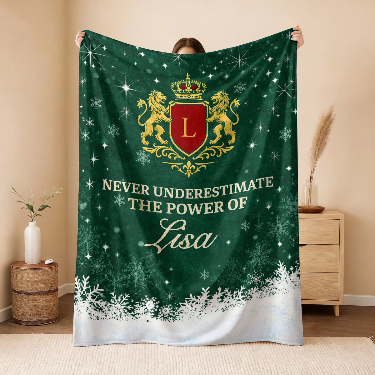Never Underestimate Your Name Old Money Christmas Fleece Blanket LISA 13K1 BK26