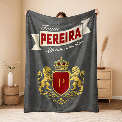 Team Your Name Lifetime Member Charcoal Blanket PEREIRA 13K1 BK20