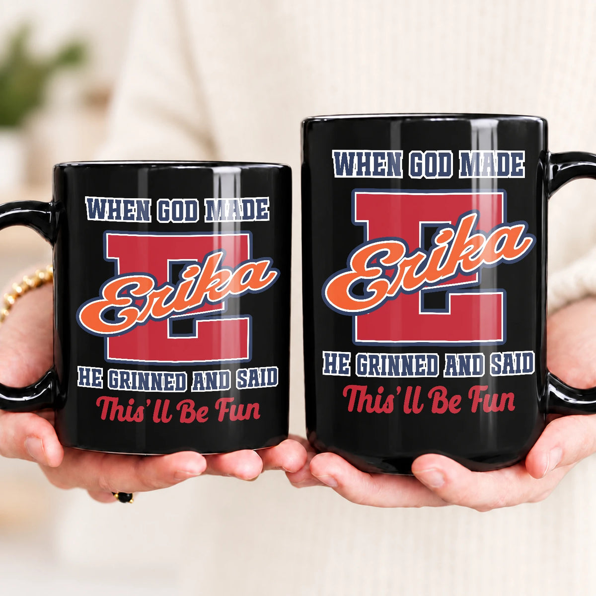 When God Made Your Name Personalized Baseball Mug ERIKA 13K1 MG07