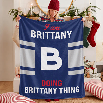 I'm Name Doing Name Things Navy Fleece Blanket BRITTANY 13K1 BK51