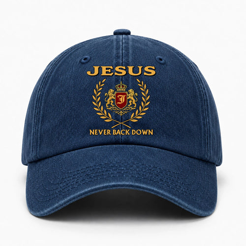 Never Back Down Royal Blue Denim Cap JESUS 13K1 C60PF