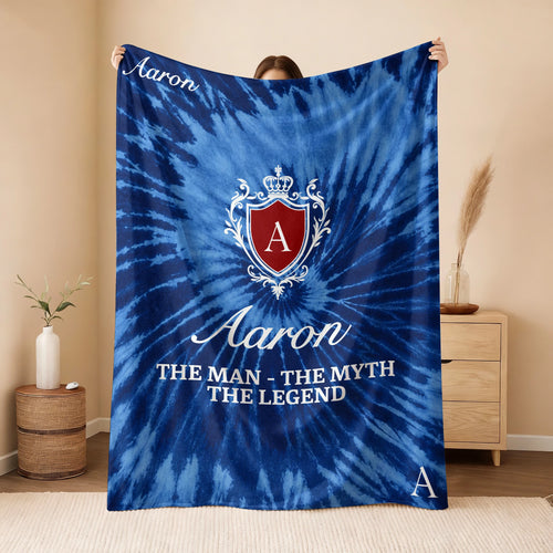 The Man The Myth The Legend Blue Waves Fleece Blanket AARON 13K1 BK11