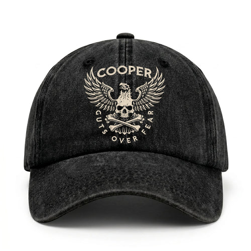 Your Name Guts Over Fear With Eagle And Skull Washed Cap COOPER 13K1 C75PF