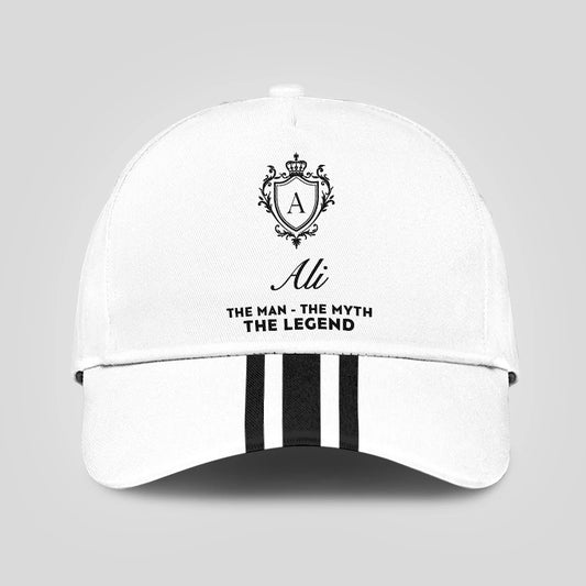 The Man The Myth The Legend Navy And White Striped Cap ALI 13K1 C144PF
