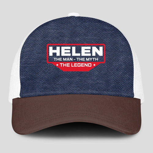 The Man The Myth The Legend Navy Brown And White Mesh Cap HELEN 13K1 C200PF