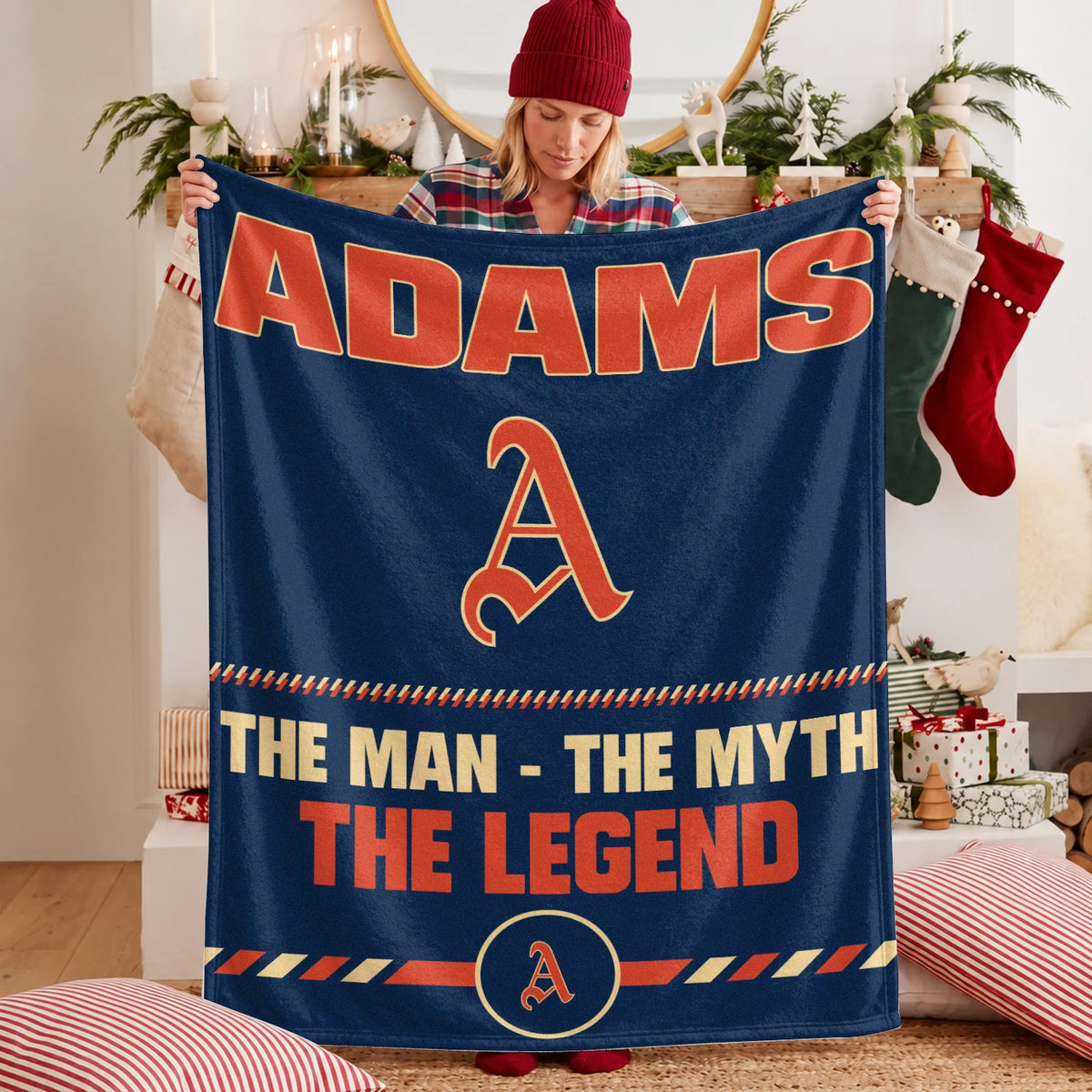The Man The Myth The Legend Retro Fleece Blanket ADAMS 13K1 BK53