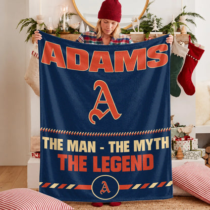 The Man The Myth The Legend Retro Fleece Blanket ADAMS 13K1 BK53