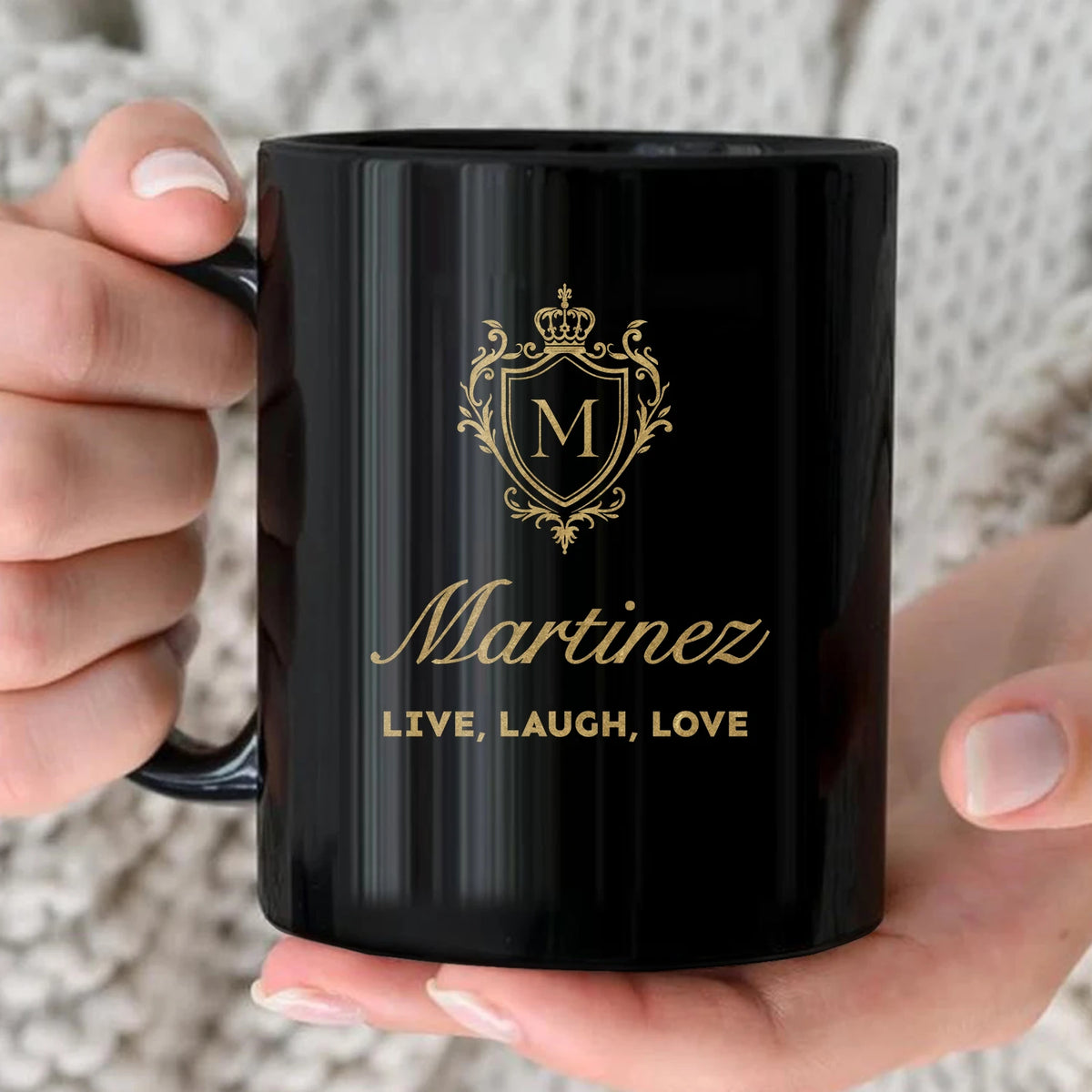 Your Name Live Laugh Love Luxury Champagne Gold Mug MARTINEZ 13K1 MG10