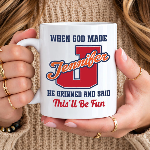 When God Made Your Name Personalized Baseball Mug JENNIFER 13K1 MG07