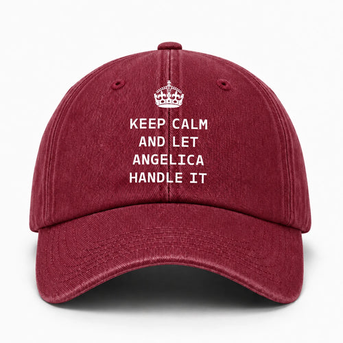 Keep Calm & Let Your Name Handle It Royal Burgundy Washed Cap ANGELICA 13K1 C106PF