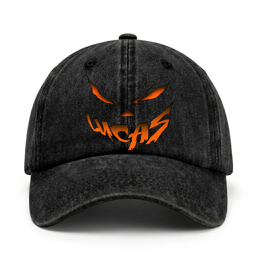 Your Name Jack O' Lantern Halloween Washed Cap LUCAS 13K1 C100PF