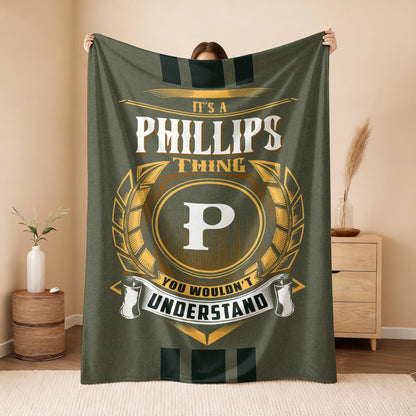 It's A Your Name Thing Olive Green Logo Fleece Blanket PHILLIPS 13K1 BK31