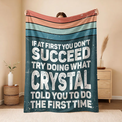 If At First You Don’t Succeed Retro Green Fleece Blanket CRYSTAL 13K1 BK29