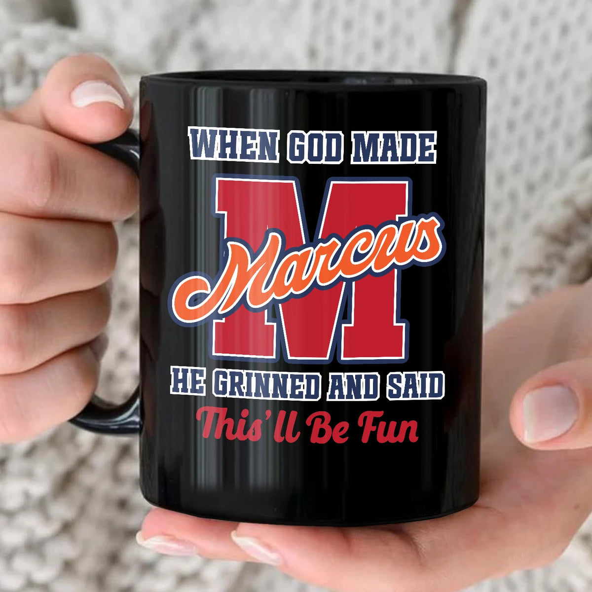 When God Made Your Name Personalized Baseball Mug MARCUS 13K1 MG07