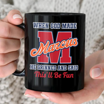 When God Made Your Name Personalized Baseball Mug MARCUS 13K1 MG07